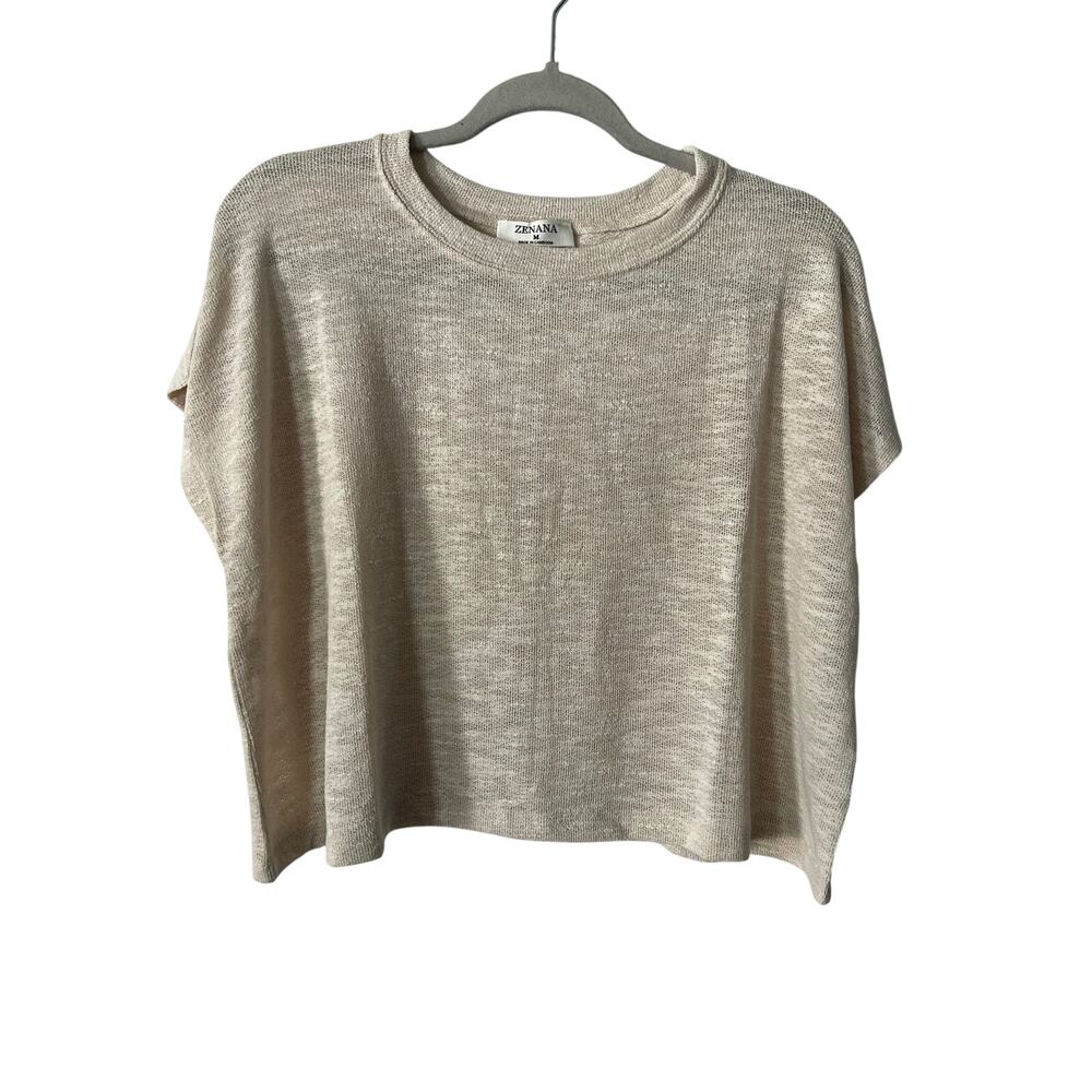 Zenana Women's Sand Beige Ribbed Knit Pullover Top NWT